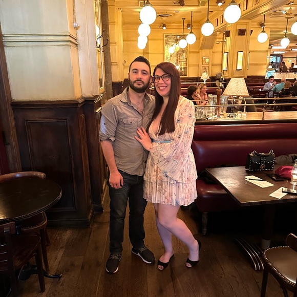 SHEIN Floral Print Plunging Neck Flounce Sleeve Dress - Picture 1 of 11